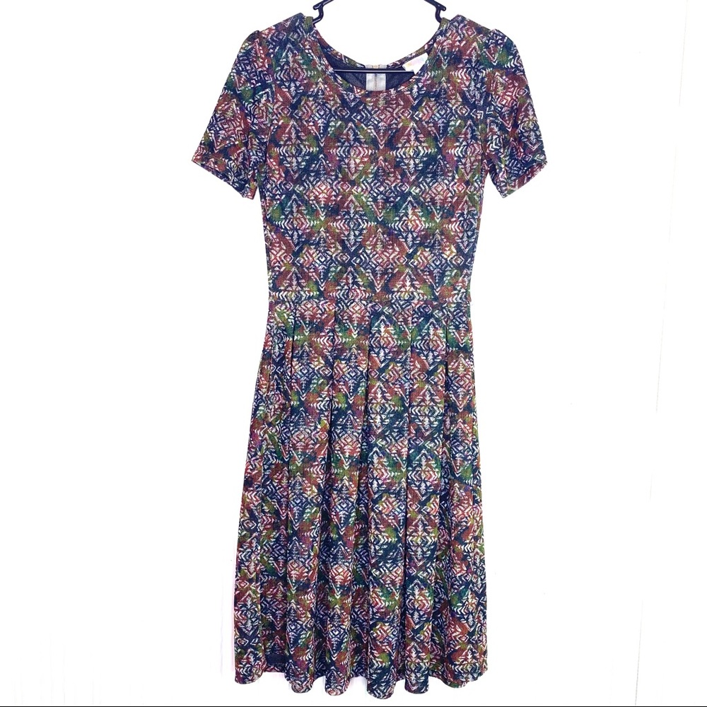 LuLaRoe Amelia Multicolor Fit and Flare Dress Size Small